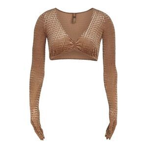 Skims Velvet Logo Glove Crop Top - Chai - 4x / Plus Size Stretch Party Clubwear